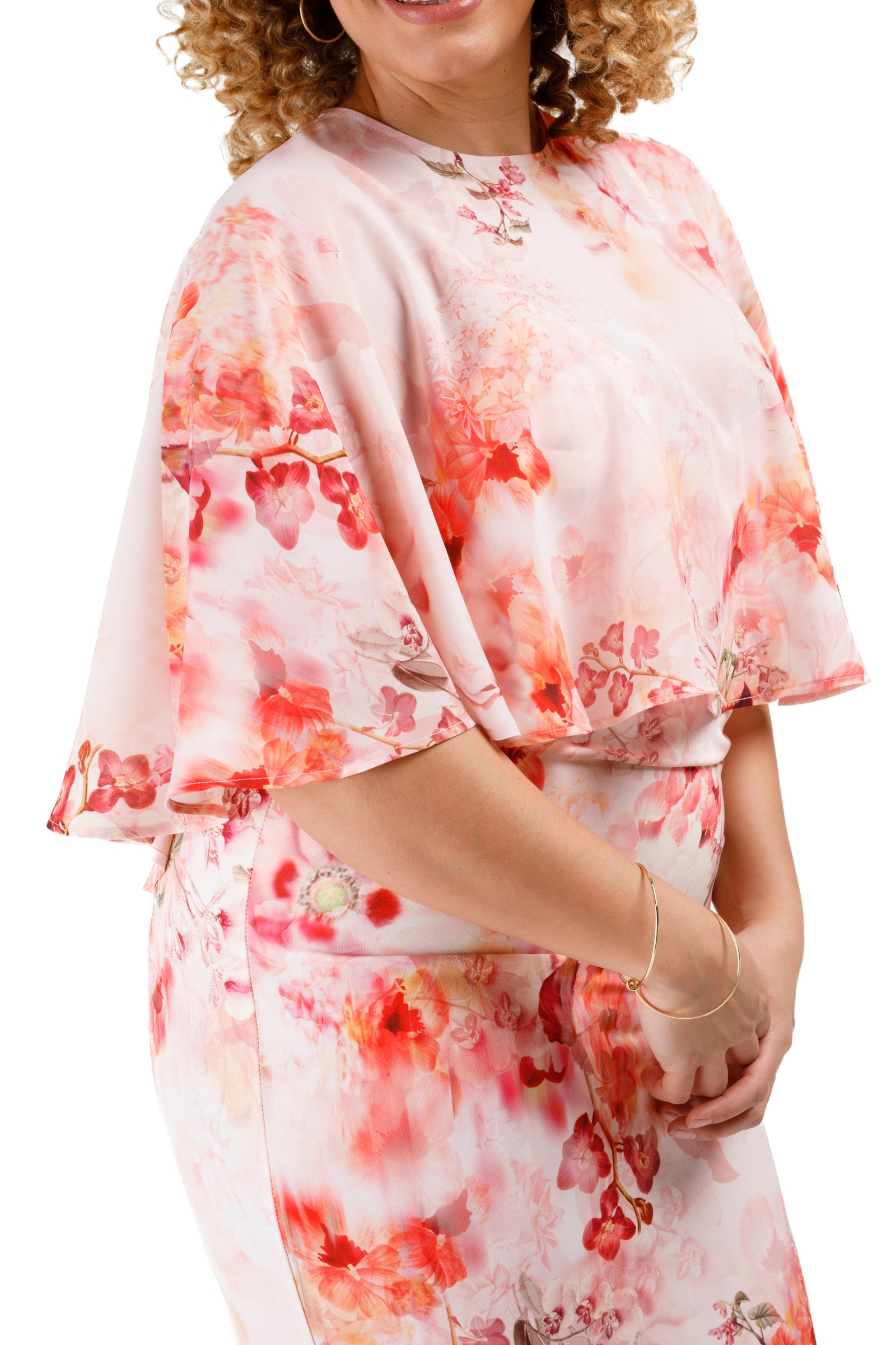 Structure Crepe Cape Pencil Dress