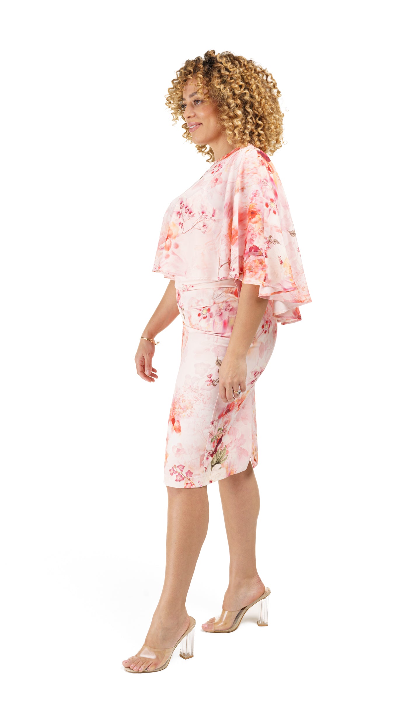 Structure Crepe Cape Pencil Dress