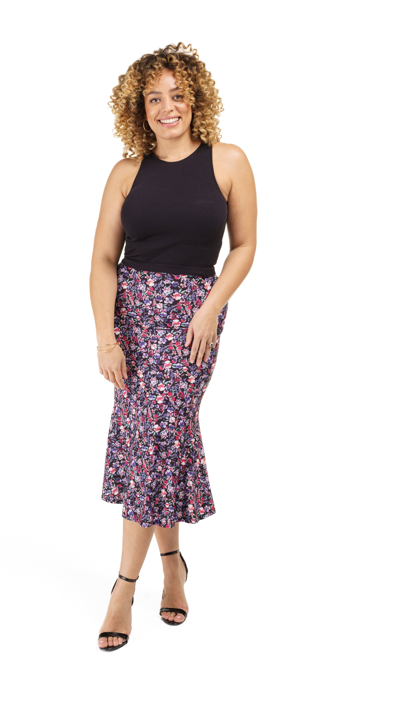 Floral Print Midi Skirt