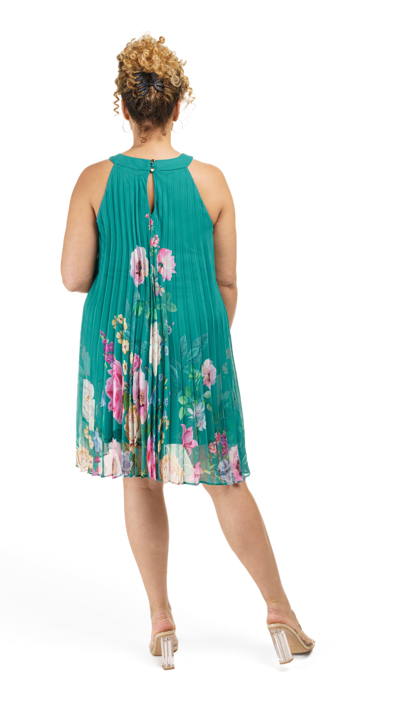 Halter Neck Pleated Dress