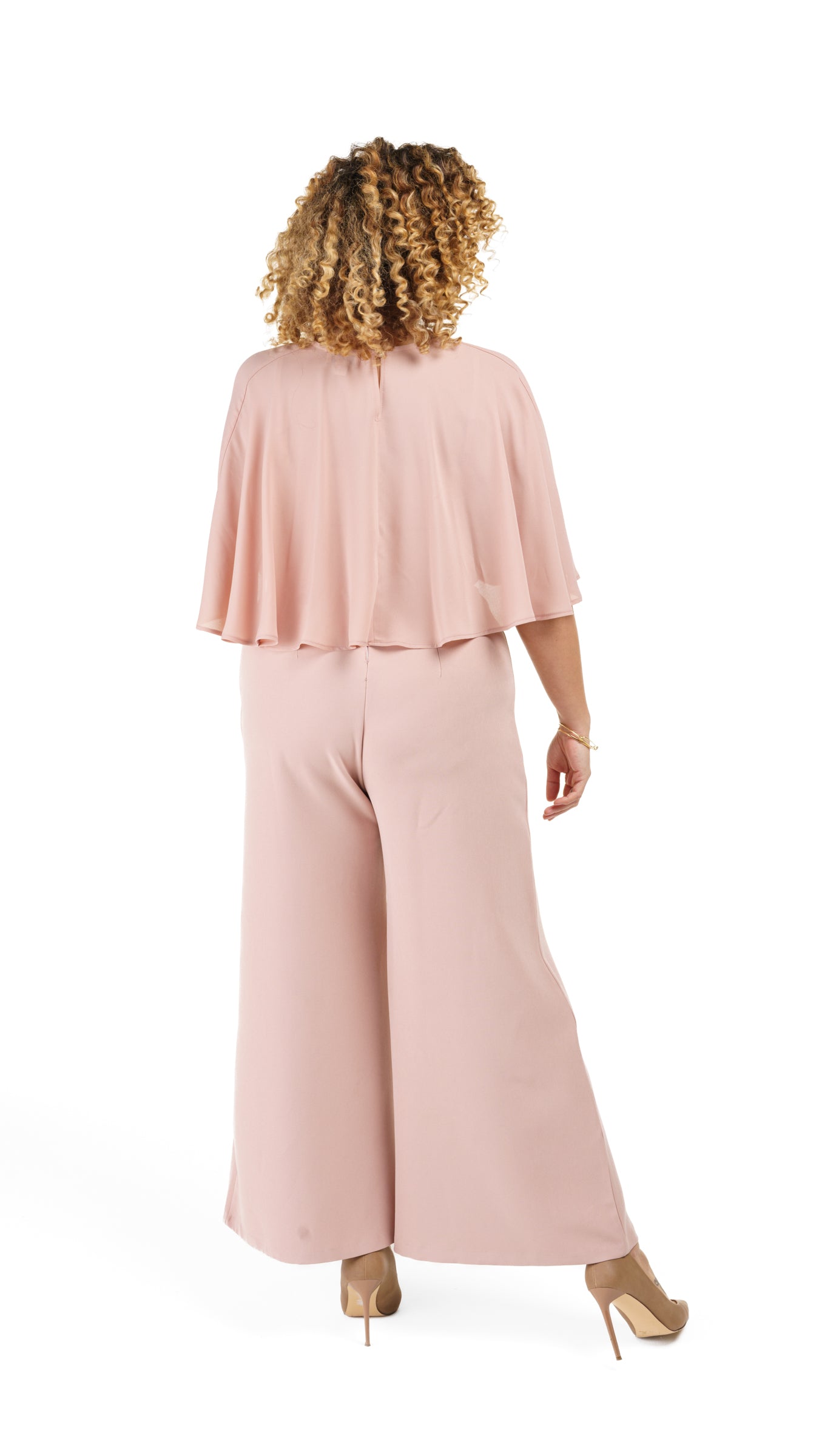 Woven Flare Sleeve Crepe Jumpsuit